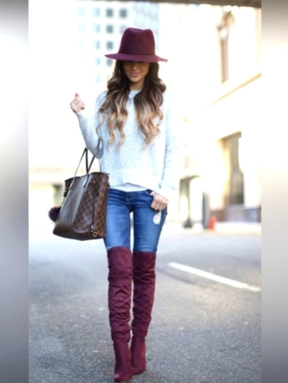 TORY BURCH Over-the-Knee Suede Boot in Burgundy - Women's Fashion Knee-High